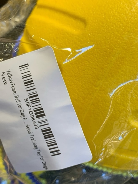 Condition photo showing New/Like New for Yellow Foam Ball for Dog Fetch Training, Durable Toy, Non-Toxic Chewing, Floating Rope Handle Pet Toy Sturdy and Soft, Making it a Good Training Toy for Dogs