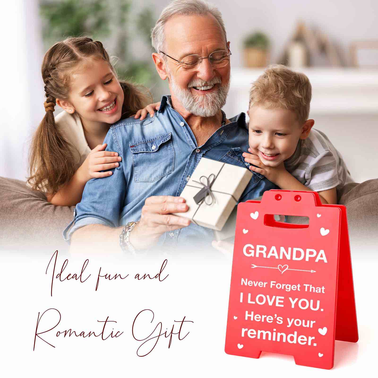 Lodeskee Novel Decorative Signs & Plaques for Friends Coworker Family (WS) (Grandpa), 6.30*3.94*0.47 inch, Red