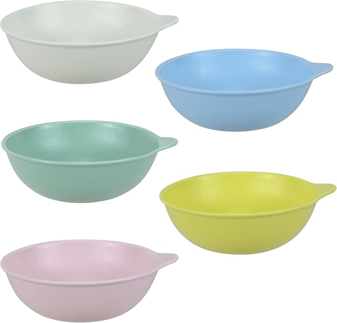 EIKS 5 Pack Mini Bowls Colorful Plastic Side Dish for Serving Snack Dessert Ice Cream Candy Condiment Meal Prep, Each Capacity 265 ml / 9 oz
