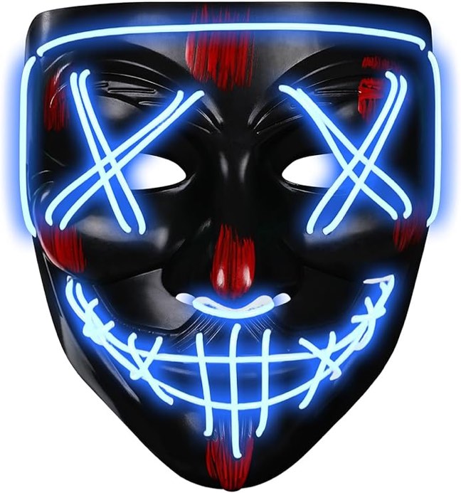 Led Light Up Scary Mask El Wire Mask for Halloween 3 Lighting Modes for Aldult Teens