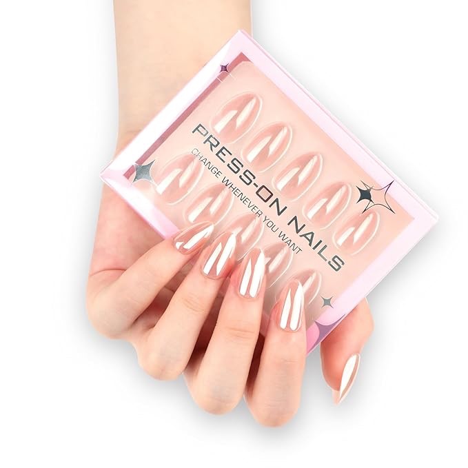 OFDNE Press on Nails Short Nude French Tip Fake Nails — Soft Gel Nail Tips Natural Colour Nude False Nails Full Cover Glossy Glue on Nails — Long Lasting Natural Nails Stick on Nails (30 Pieces)
