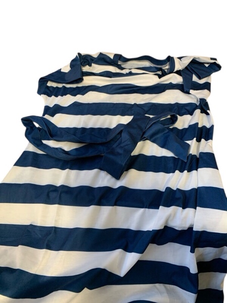 Blue & White Stripes Dress for Women (Large)