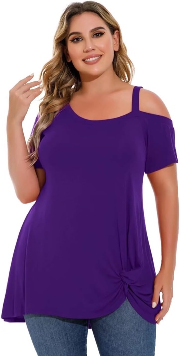 larace women's plus size tunic tops off shoulder tops t shirts summer short sleeve casual blouses tees (2xl)
