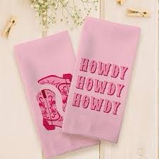 IWXYI Western Howdy Dish Towel - Howdy Hand Towels, Western Waffle Weave Kitchen Dish Towels 1624 Inches Set of 2 (Pink 1)