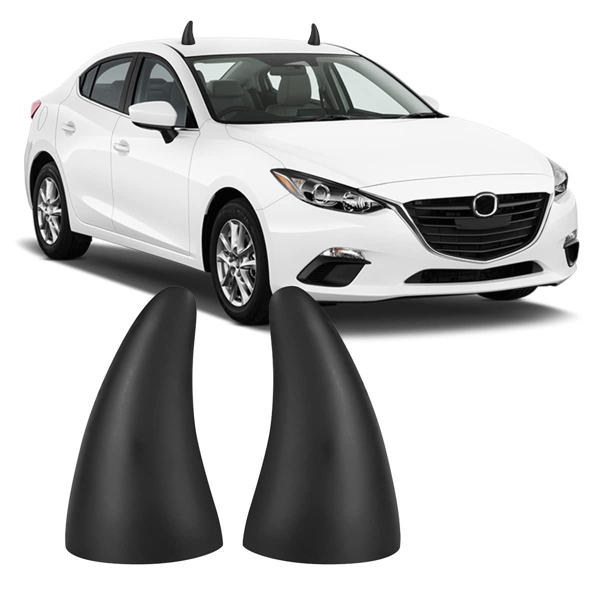 Gseigvee 2 PCS 3D Devil Horns Roof Sticker, Bumper Anti-Collision Decal,Car Exterior Cute Decoration, Universal for Most Cars (Black)