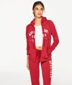 (Size M) Aero Logo Full Zip Hoodie- Arches- Aero 1987 NY, Cerise Red