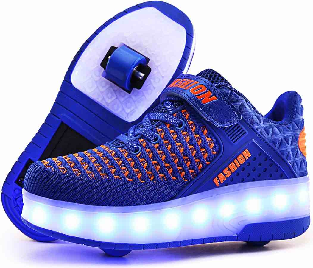 roller shoes for kids boys girls fashion fun wheels sneakers children roller skate shoes blue