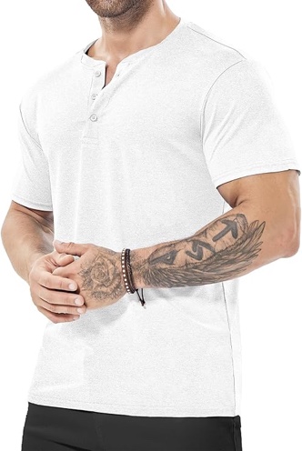 mens henley shirt dry fit tech 3 button slim fit quick dry gym tshirt short sleeve lightweight casual t basic tee - xxl