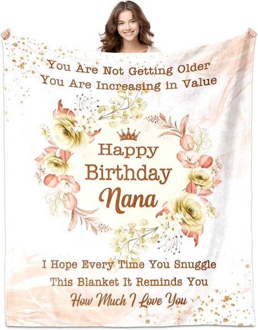 PZLSIEU Nana Birthday Gifts from Granddaughter Grandson, Happy Birthday Nana Blanket 60"x50", Birthday Gifts for Nanas, Birthday Gift for Nanas, Grandma Gift Ideas