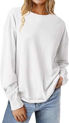 anrabess womens long sleeve shirts crewneck oversized tops casual 2025 fall trendy t-shirts tee blouse with pockets clothes - small