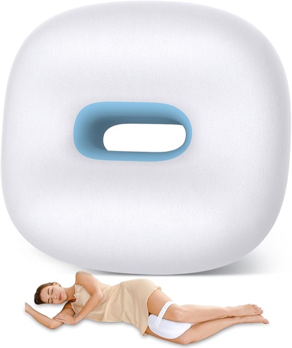Knee Pillow for Side Sleepers, Memory Foam Leg Pillow for Side Sleeping, Between Legs Pillow for Back Hip Pain, Spine Aligning, Sciatica, Pregnancy-Under Knee Pillow with Ice Silk Cover and Strap