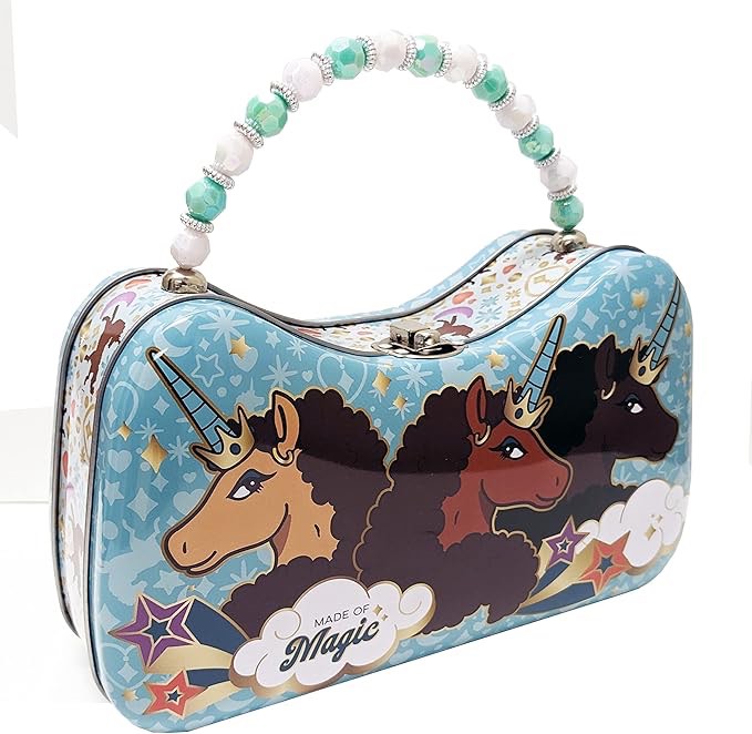 Afro Unicorn Purse Tin with Beaded Handle