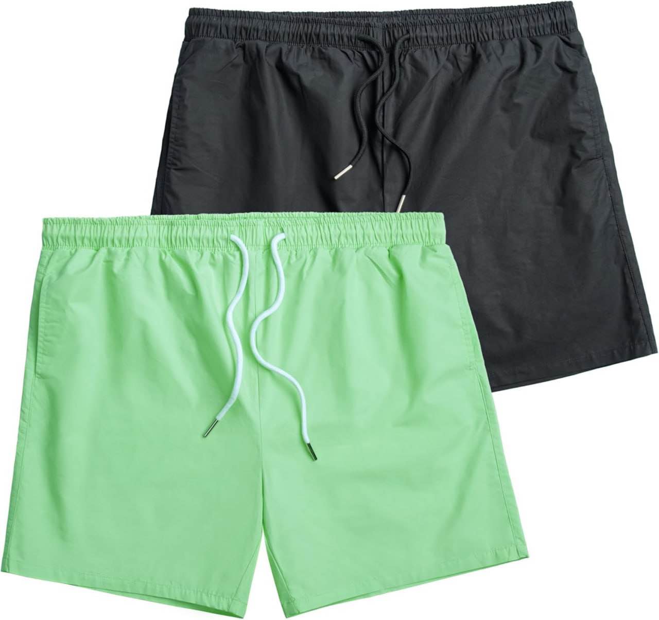 BECLOH Mens Swim Trunks with Compression Liner 5" Stretch Beach Shorts Quick Dry with Zipper Pockets Board Shorts (Black/Green,M