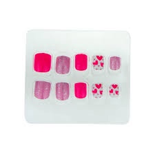 Vokupoga Valentine Day Press on Nails Short Oval False Nails Red Glitter Fake Nails with Heart Designs Holiday Nail Press ons Full Cover Sparkly Glue on Nails Cute Stick on Nails for Women 24Pcs