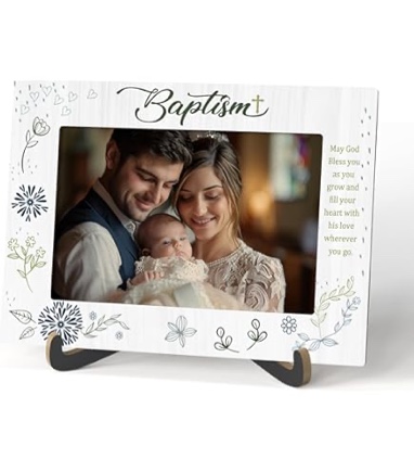 Foyoulame Baptism Wooden Picture Frames 4x6, Baptism Gifts For Boys