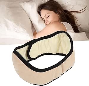 Sonew Sleep Mask for Side Sleeper Women Men, Eye Mask for Sleeping Light Blocking, Night Blindfold Flight Ear Muffs, Adjustable Sleeping Earmuffs for Sleep, Study, Travel (Beige)