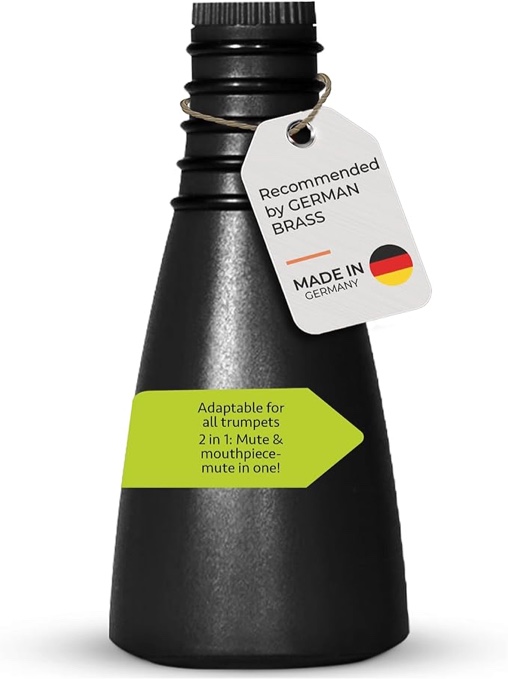 GERMAN BRASS PRODUCTIONS trumpet mute | silencer with dual function as practice and mouthpiece mute for trumpet | adaptable for all trumpets | trumpet accessories made in Germany | Yellow
