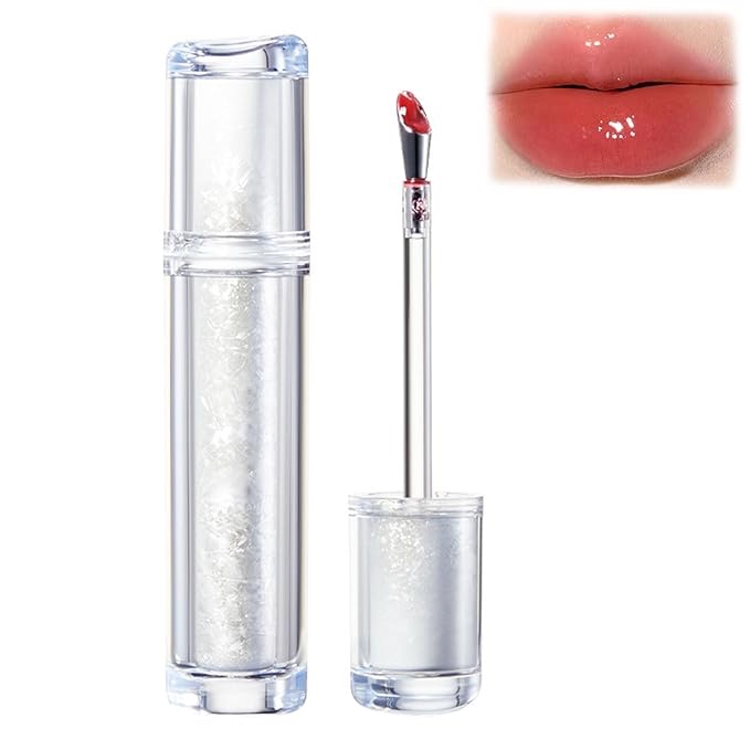 Ice Watery Lip Gloss, Iron Tinted Lip Tint, Jelly Hydrating Moisturizing Nonstick Tinted Gloss Oil (