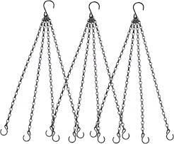 Heybe Silver Hanging Basket Chain,4 Point 20 Inch Hanging Chains with Hooks for Pot Replacement Plant Hangers for Planters and Lanterns (Pack of 3)