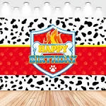 5 * 3ft Red Dog Paw Cartoon Birthday Party Decorations Supplies, Puppy Dog Paw Party Photography Bac