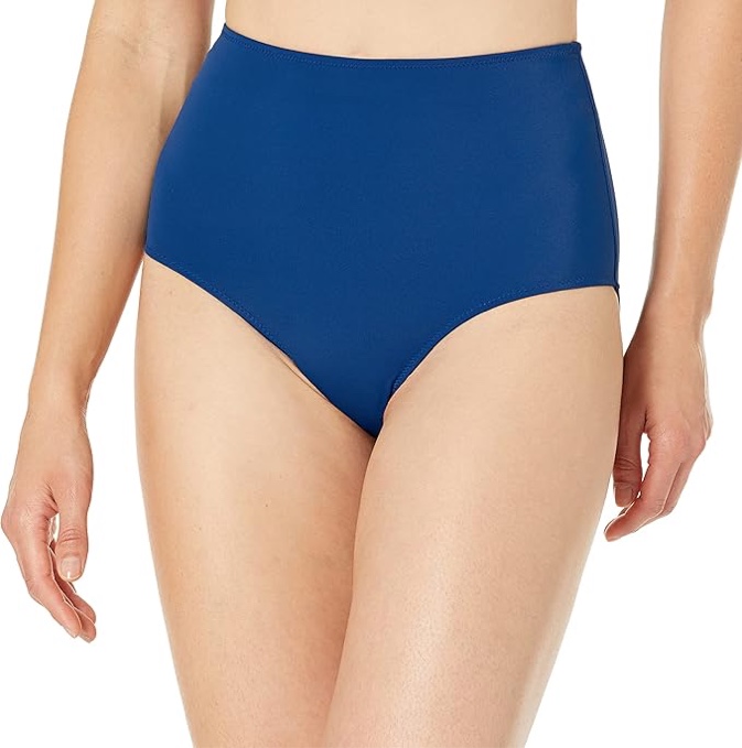 Amazon Essentials Women's High Waist Swim Bottom (Available in Plus Size), Deep Blue, Medium