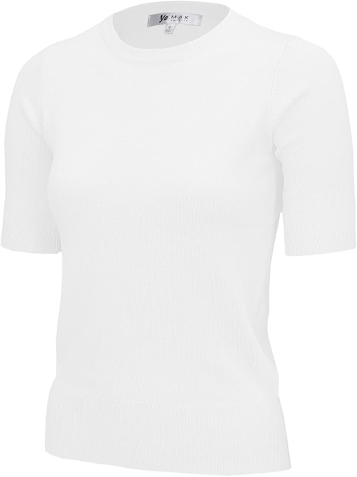 Women's Knit Sweater Top – Half Sleeve Crewneck Soft Lightweight Basic Casual Classic Fit Knitted Pullover Tee Ash Gray X-Large