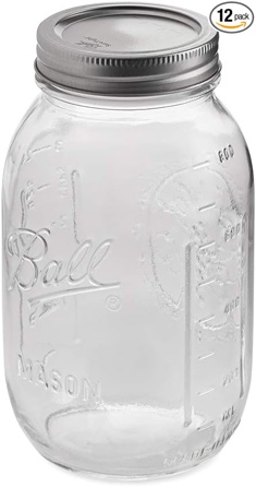 Ball Regular Mouth Quart 12 Pieces Jars Made in USA