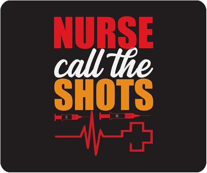 Nicokee Syringe Lettering Gaming Mousepad Electrocardiogram Terms Slogan Colors Nurse Red Mouse Pad Mouse Mat for Computer Desk Laptop Office 9.5 X 7.9 Inch Non-Slip Rubber