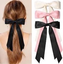 Satin Bow Hair Clips With Long Tails for Women, Girls, Toddlers and Kids