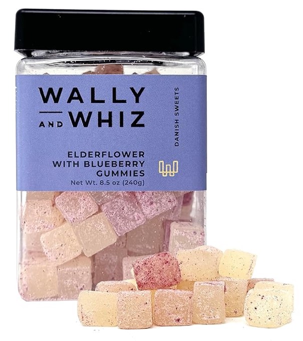 Wally & Whiz Danish Gummy Candy Elderflower with Blueberry Vegan Gummy Candy, Gluten-Free Gummies 8.5 Ounce