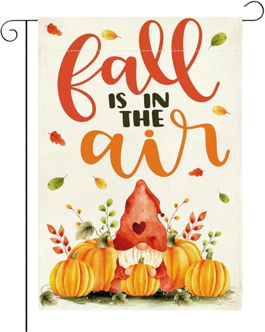 Fall is in the air Fall Garden Flag Autumn Gnomes Pumpkin Garden Flag 12x18 Inch Double Sided Autumn Thanksgiving Flags Decorations for Yard Outside Patio (Flay 2107)