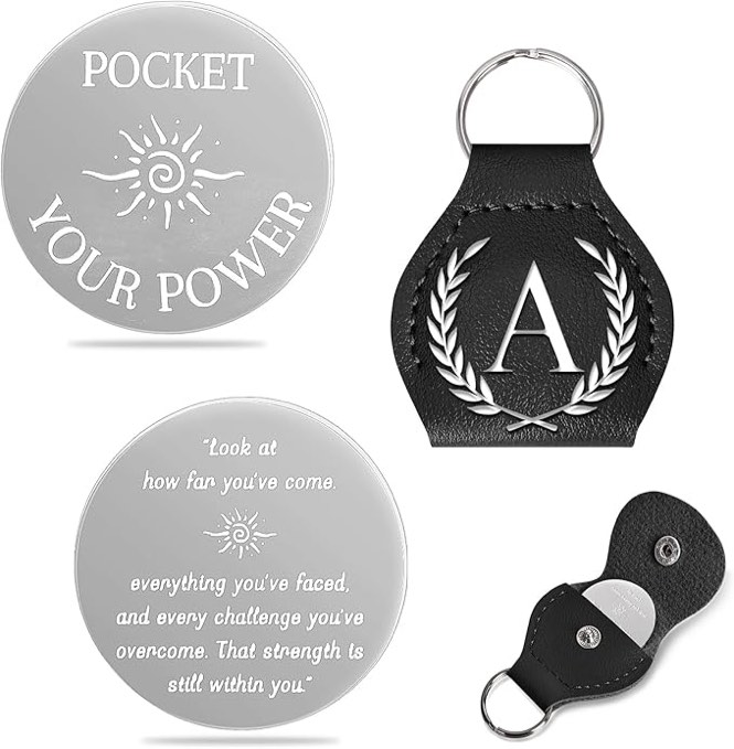 Janhavi Pocket Hug Token Sobriety Gifts for Men Husband Boyfriend Brother with Initials & Text, Pers