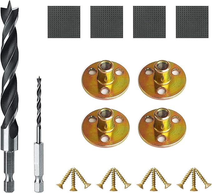 Sofa Legs Attachment Kit, Includes 2 Drill Bits:12mm, 3mm,Sofa Leg Mounting Plate, Industrial Streng