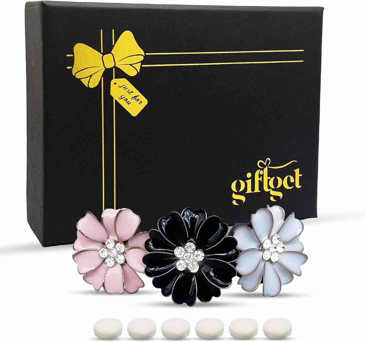 GIFTGET Cute Car Air Fresheners Vent Diffuser, 3-Pc Flower Air Vent Clips for Essential Oils, New Ca