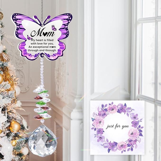 Gifts for Sister, Sister Birthday Gifts, Big Sister Presents - Butterfly Crystal Suncatcher for Wind