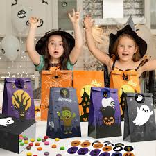 Halloween Treat Bags - 24 PCS Halloween Party Favors,Halloween Goodie Bags with Stickers for Kids | 