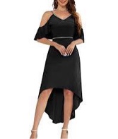 MUADRESS Women Prom Spaghetti Strap Flutter Sleeve V Neck Sparkly Midi Dress Elegant Flowy Ruffle We