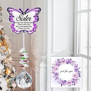 Gifts for Sister, Sister Birthday Gifts, Big Sister Presents - Butterfly Crystal Suncatcher for Wind