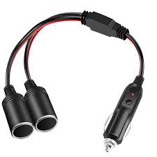 Cigarette lighter for cars Splitter 1 to 2 Adapter Power Charger Port, 12V 24V Power Charger Port Adapter Plug Socket 2-Way Splitter Y Adapter Cigarette Lighter Extension Cord 16AWG with 15A Fuse