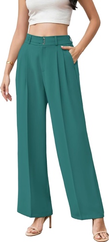 Betusline Women's Wide Leg Long Dress Pants High Waisted Business Casual Straight Office Trousers, B