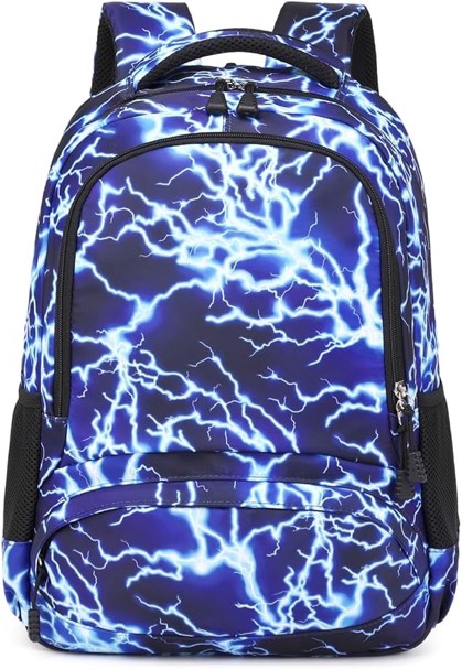 Boys Backpack for Elementary Kids Bookbag Middle School Bags Heavy Duty Soccer Laptop Durable Waterproof 18 In (5-Blue Lightning)