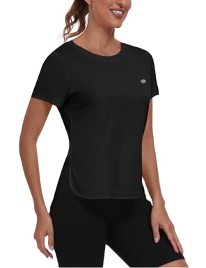 MoFiz Women's Short Sleeve Shirts UPF 50+ Sun Shirt Crew Neck UV Hiking Athletic Workout Moisture Wicking Quick Dry T-Shirts - Medium
