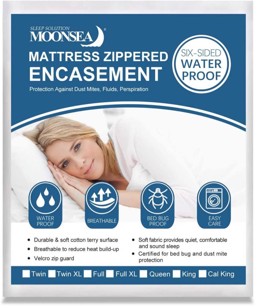 Zippered Mattress Protector- Terry Surface, 6-Side Waterproof , Dustproof, Noiseless