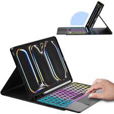 for iPad Pro 11-inch (M4) 2024 Case with Detachable Keyboard : DIY 3-Zone 7 Color Backlight Tablet K