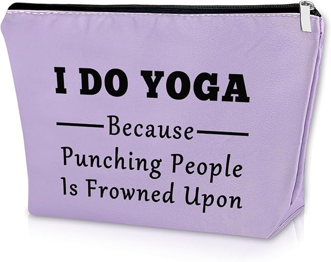 Sazuwu 2PCS Yoga Gifts for Yoga Lover Makeup Bag Appreciation Gifts for Coworkers Funny Yoga Themed Gifts Cosmetic Bag Thank You Gift for Yoga Instructor Birthday Christmas Gifts Travel Pouch