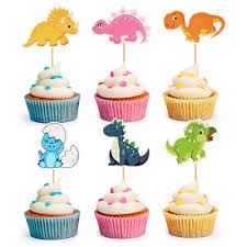 24Pcs Dinosaur Cupcake Topper - Cute Dinosaur Cupcake Decorations - Picks Dino Theme For Baby Shower