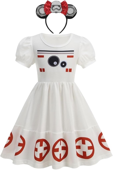 JUIULU Girls Princess Dresses Costume Heroes Dress Up Set Casual Outfits (White, 110(3-4T))