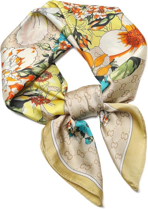 27.5" Silk Scarf of Women's Fashion Head Scarf Square Neck Satin Scarfs for Bag Hair Scarves Gift (F