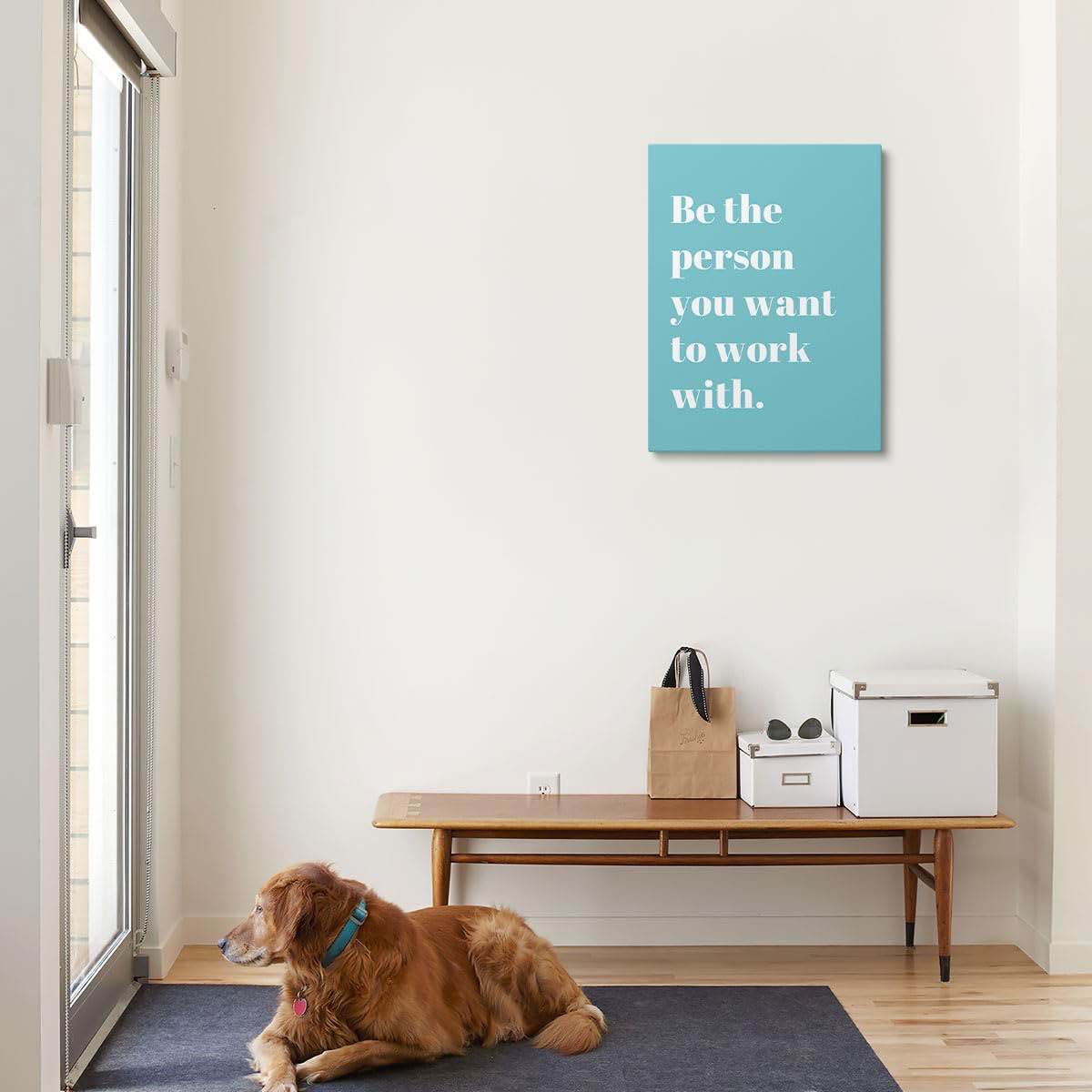 XWELLDAN Be The Person You Want to Work With Inspirational Quote Wall Art Canvas Prints,Team Work Mo