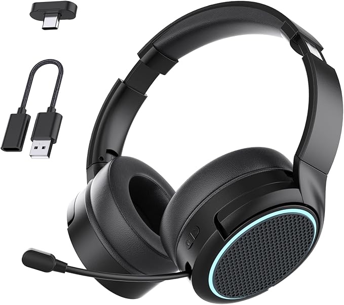 aprilday wireless gaming headset?2.4ghz wireless gaming headphones with mic,low latency,bluetooth ga